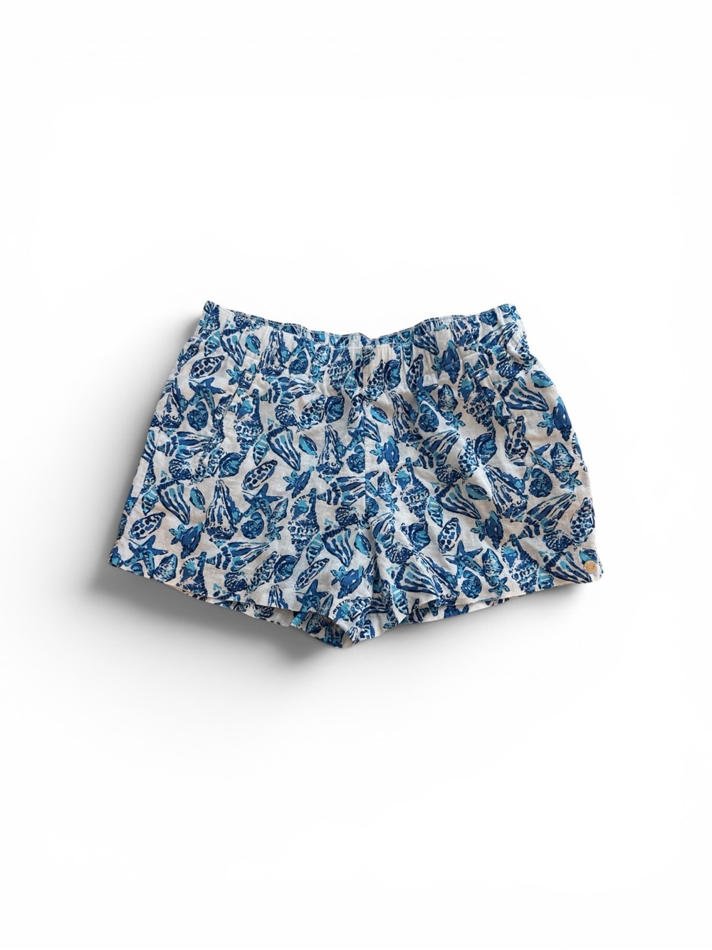 Lilly Pulitzer White linen Shorts with Blue Shell Print
